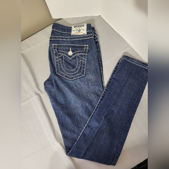 True Religion Dark Blue Skinny Jeans,  Size 30 X 31 - Picture 7 of 7